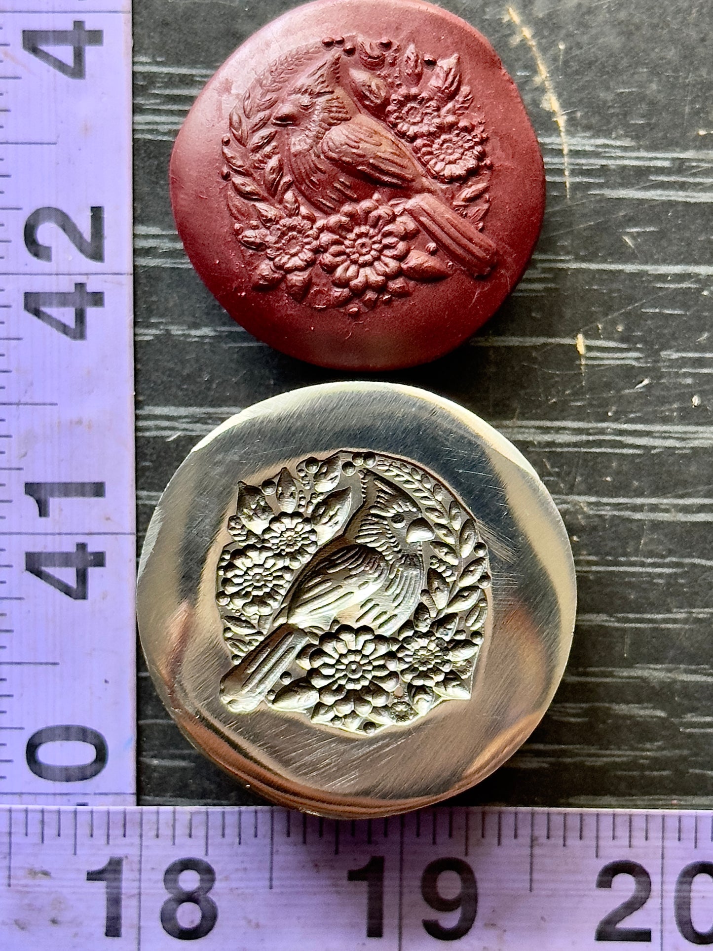 The Red Cardinal with flowers steel impression die