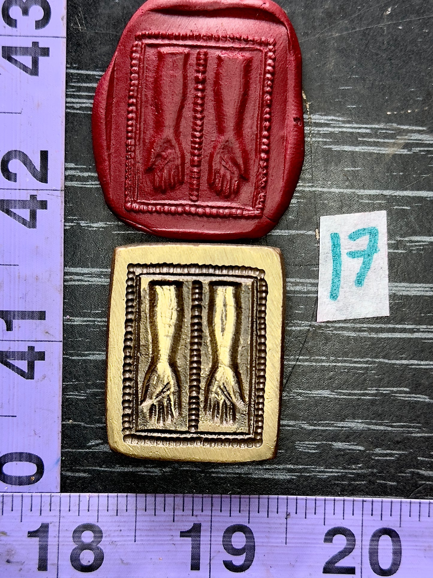 Vintage antique bronze impression die #17