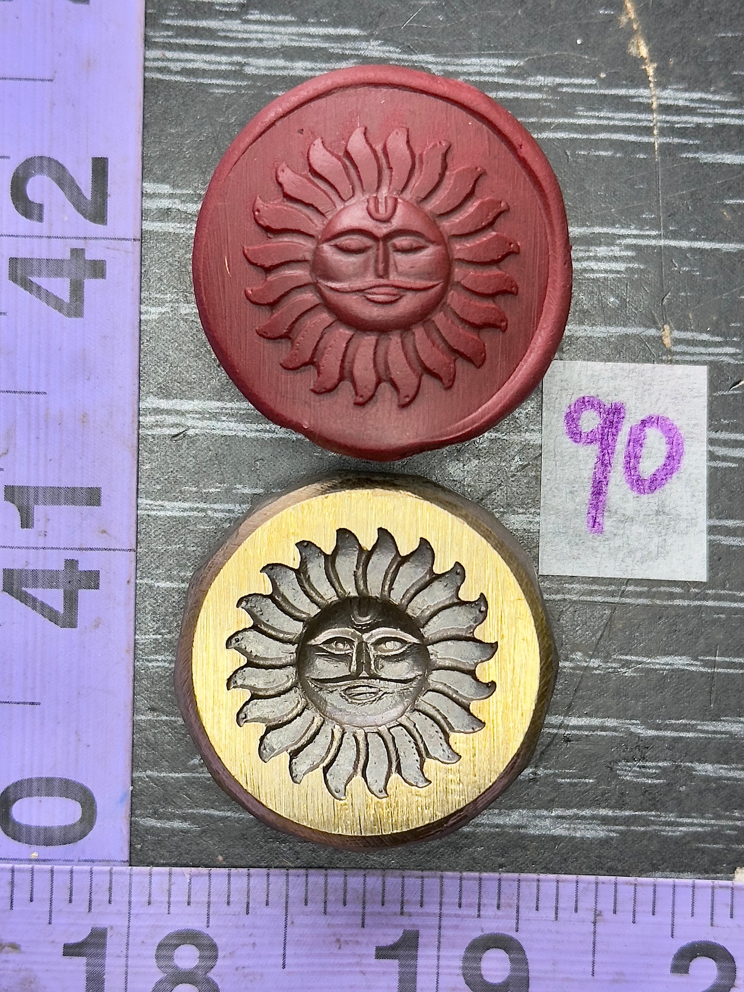 Sun with face bronze impression die #90