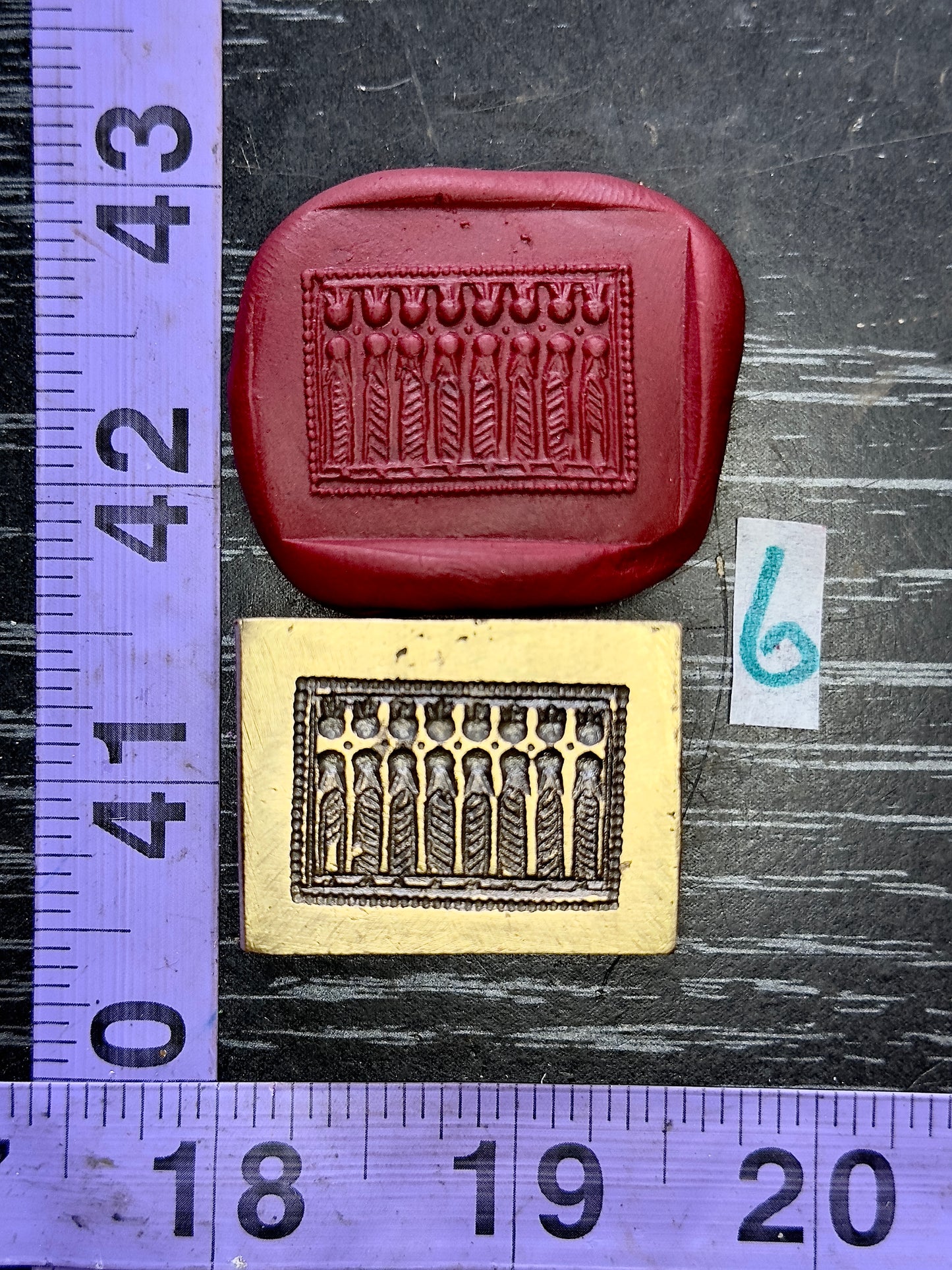 Vintage antique bronze impression die #6