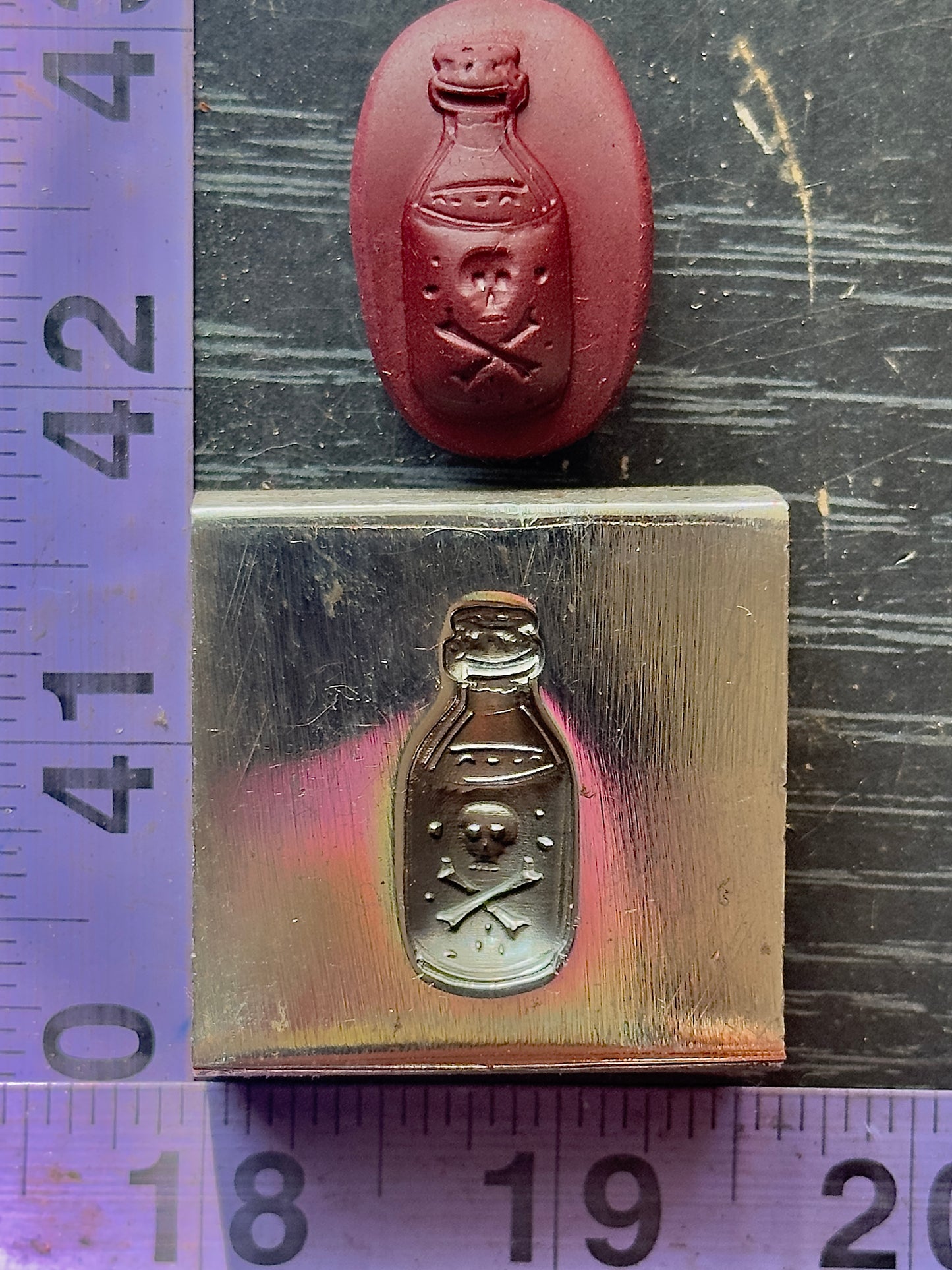 Mushroom patch, poison bottle and haunted house impression die set