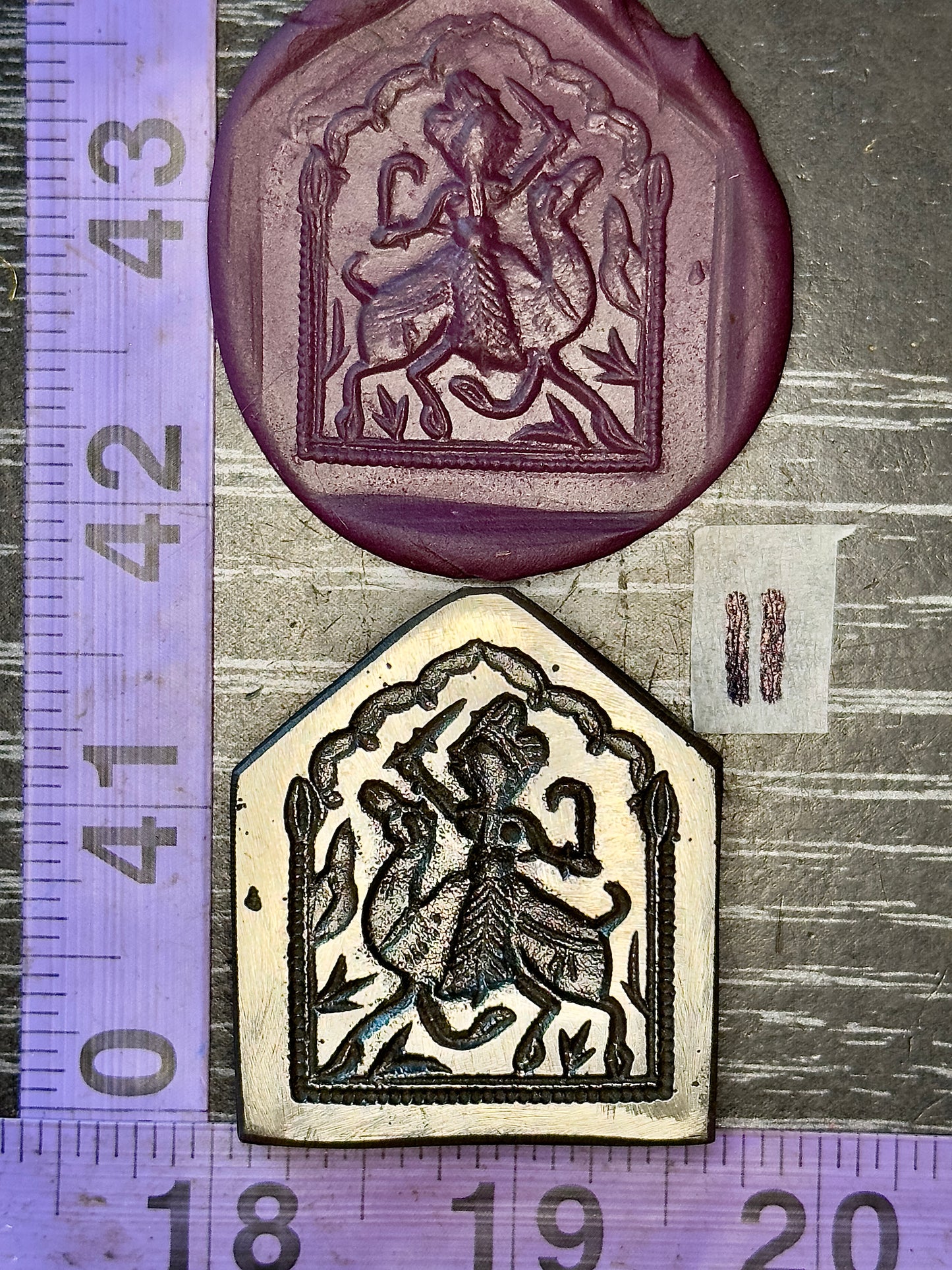 Antique steel peacocks impression die #11 deity goddess