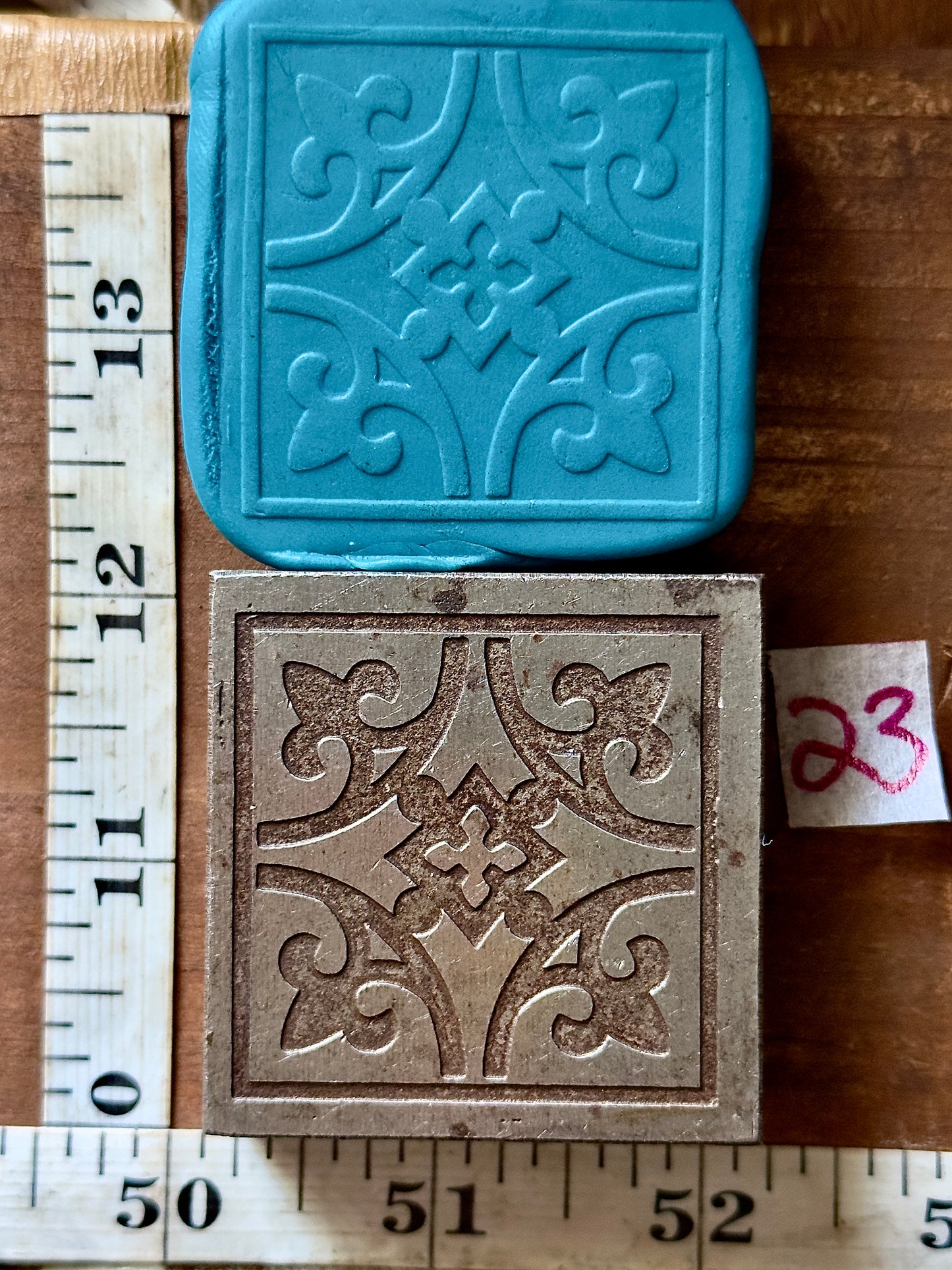 Large Square mandala shallow impression steel die #23