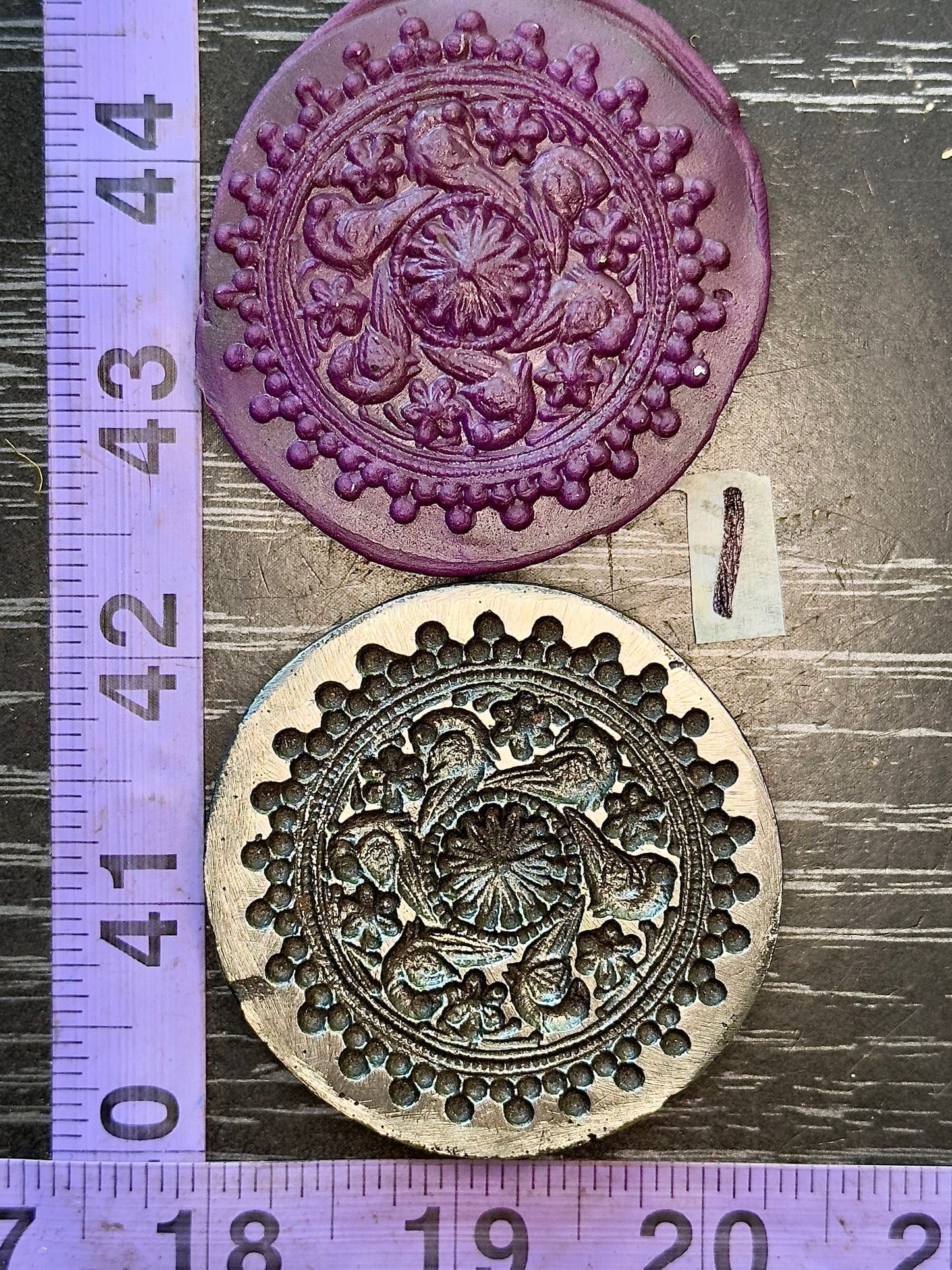 Vintage steel peacocks impression die set of 4