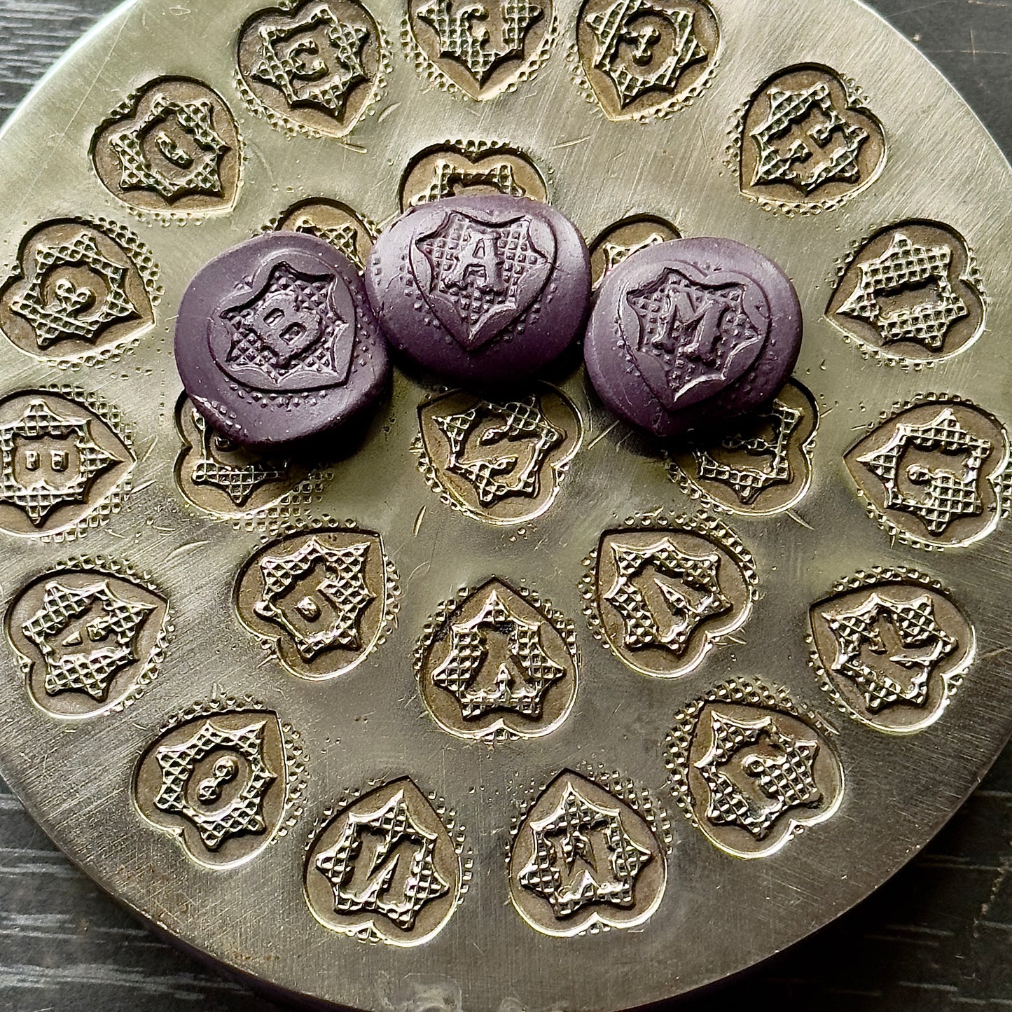 Heart shaped border vintage shot plate monogram alphabet