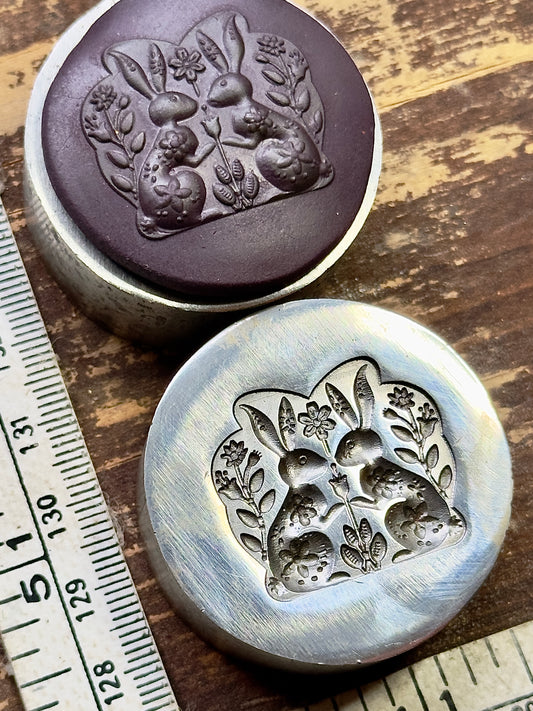 Little love bunnies steel impression die