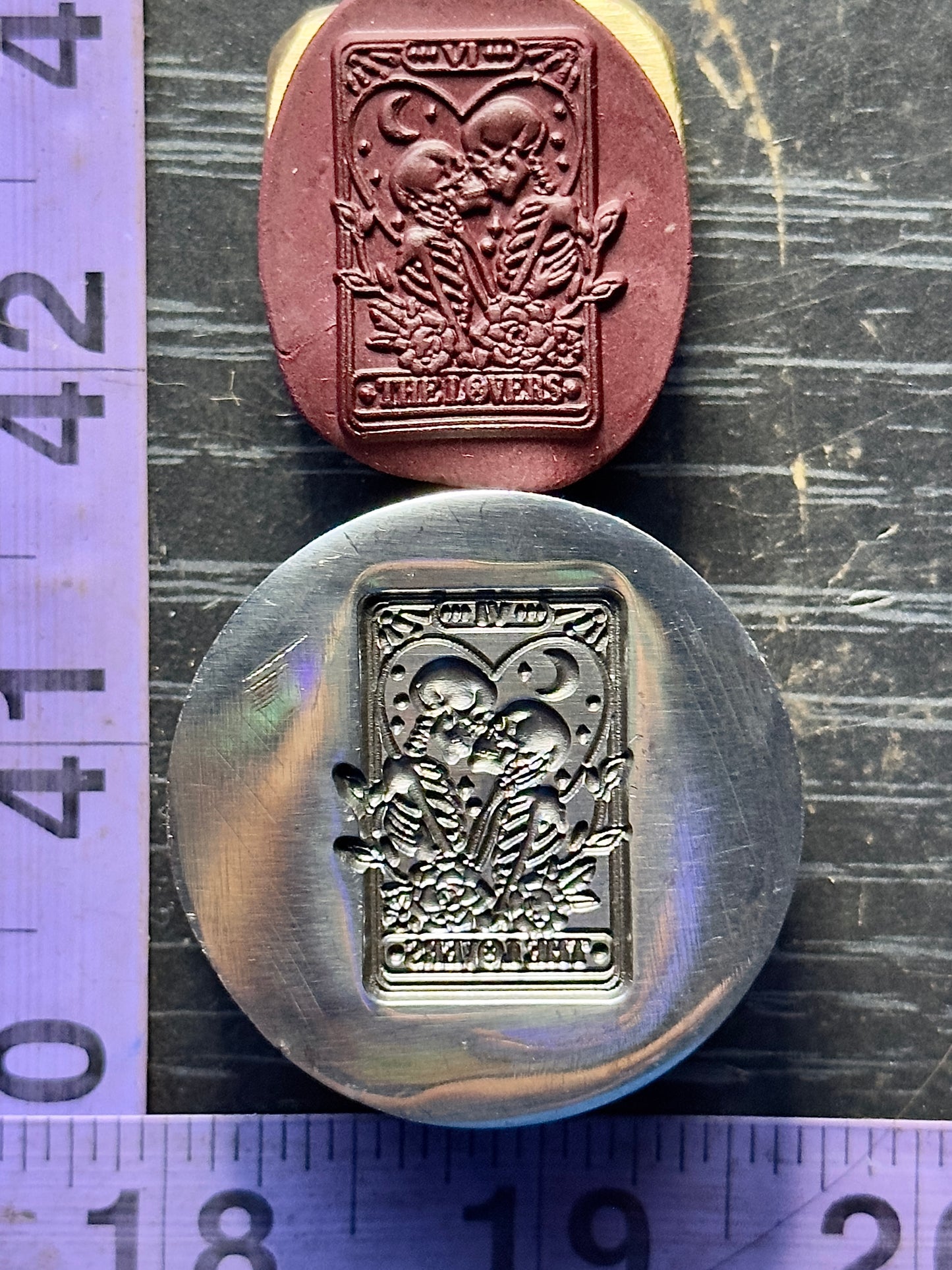 Lovers Skeleton tarot card steel impression die