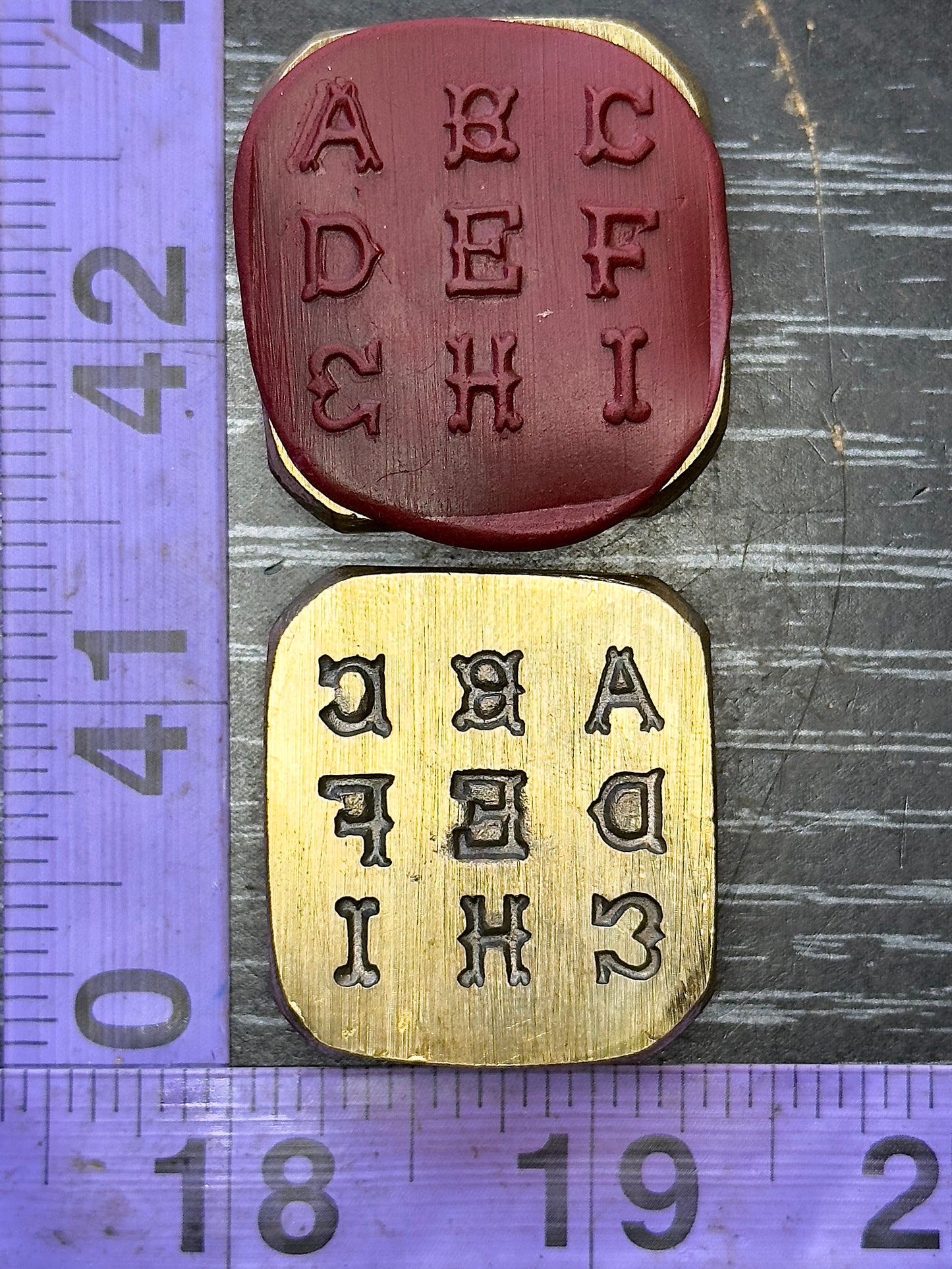 Alphabet, monogram, letters vintage bronze impression die set
