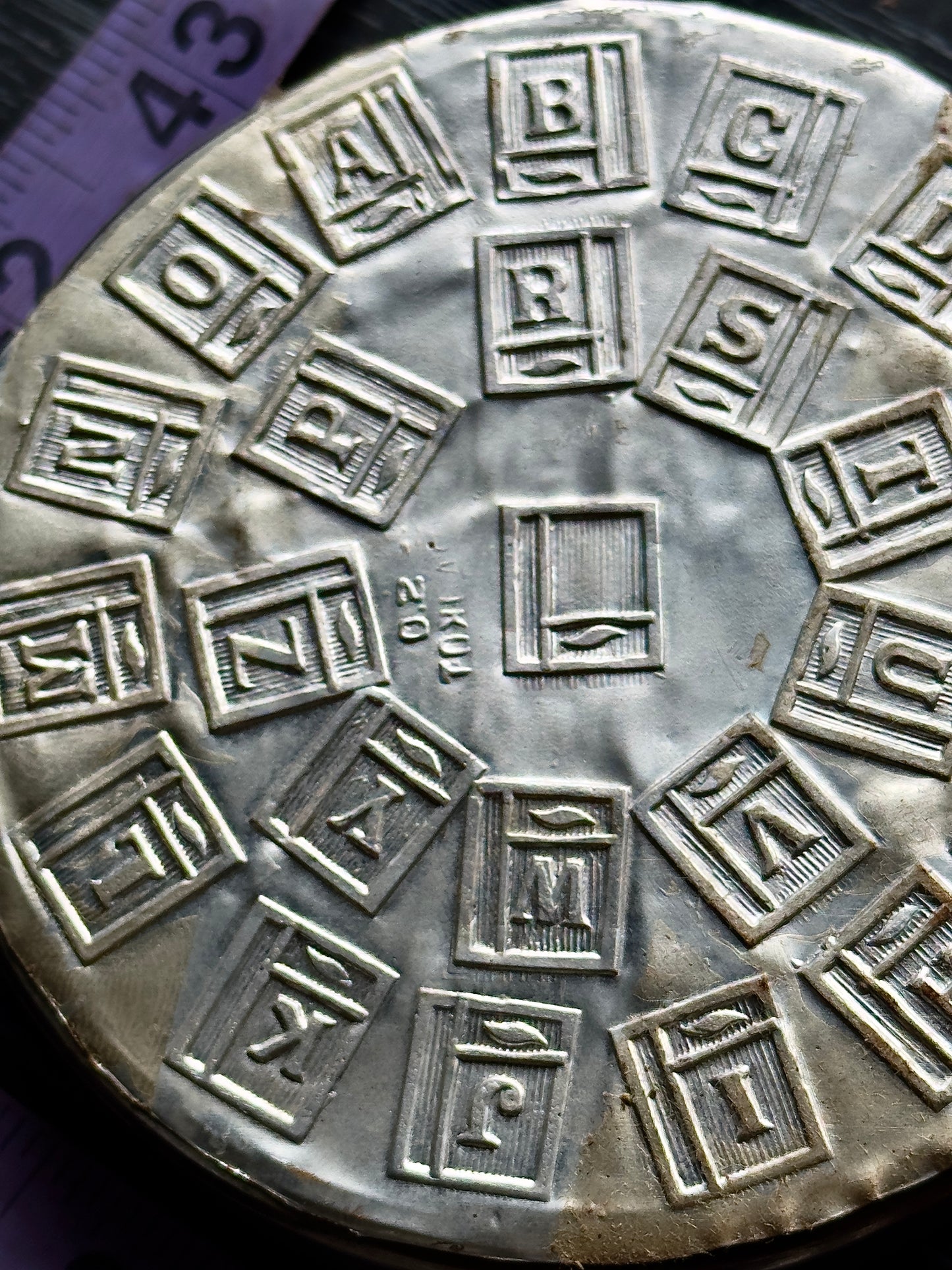 Vintage steel Alphabet plate #68