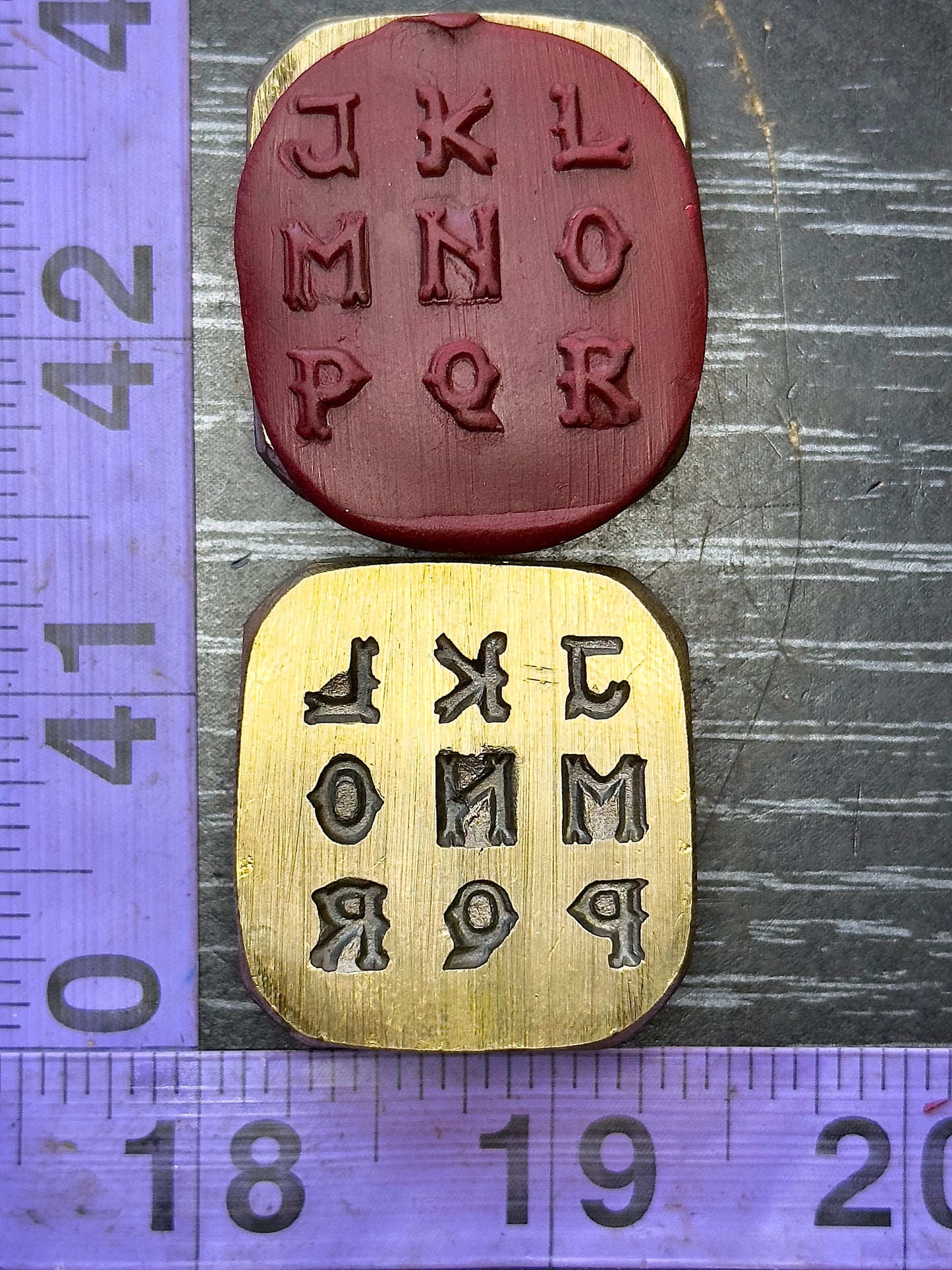 Alphabet, monogram, letters vintage bronze impression die set