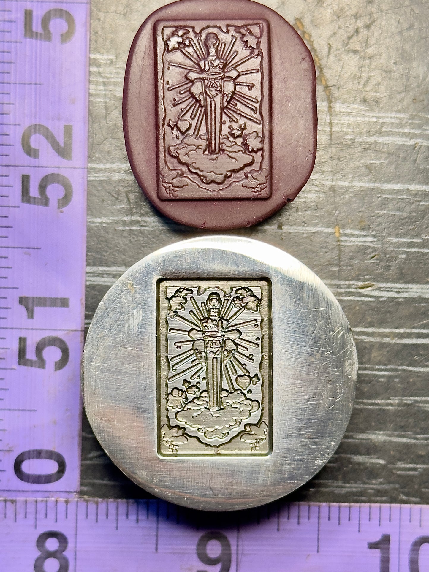 The Ace of Swords Tarot card impression die