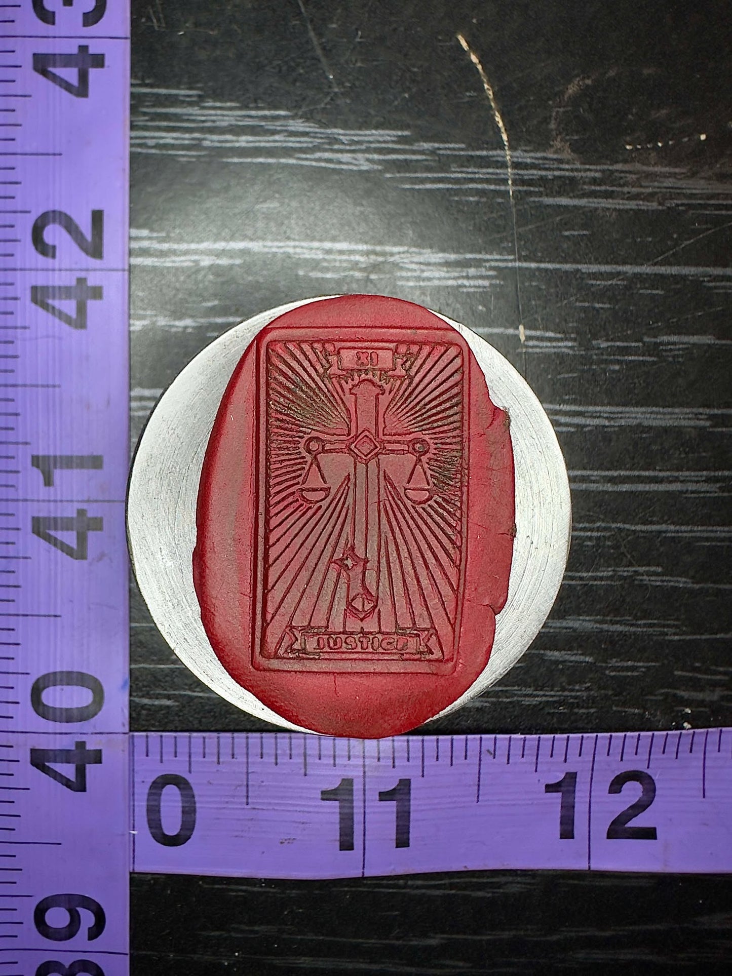 Justice tarot card steel impression die