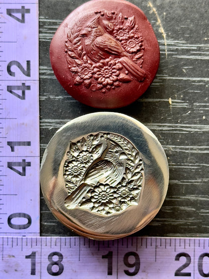 The Red Cardinal with flowers steel impression die