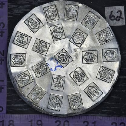 Vintage steel Alphabet plate  #62