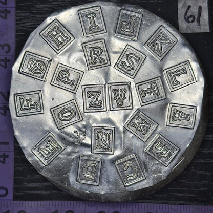 Vintage steel Alphabet plate  #61