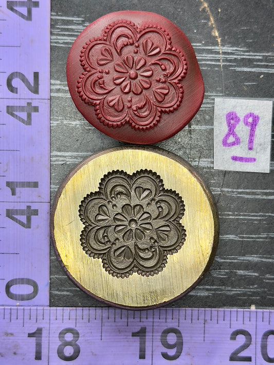 Flowers and hearts bronze impression die #89