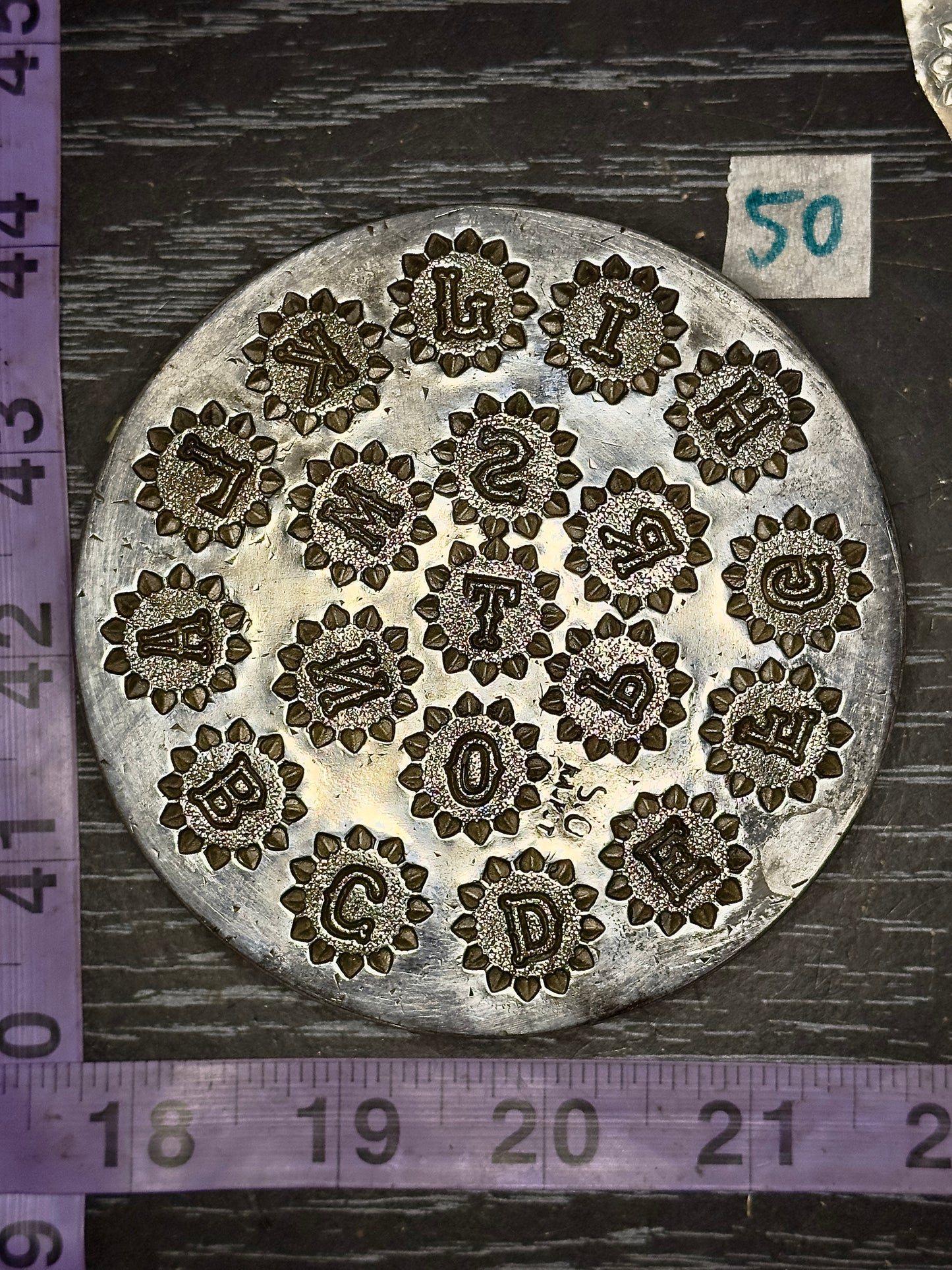 Vintage steel flower Alphabet plate  #50