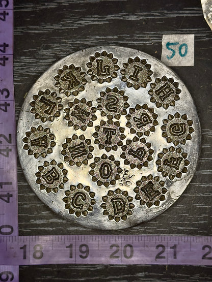 Vintage steel flower Alphabet plate  #50