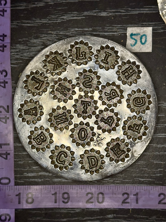 Vintage steel flower Alphabet plate  #50