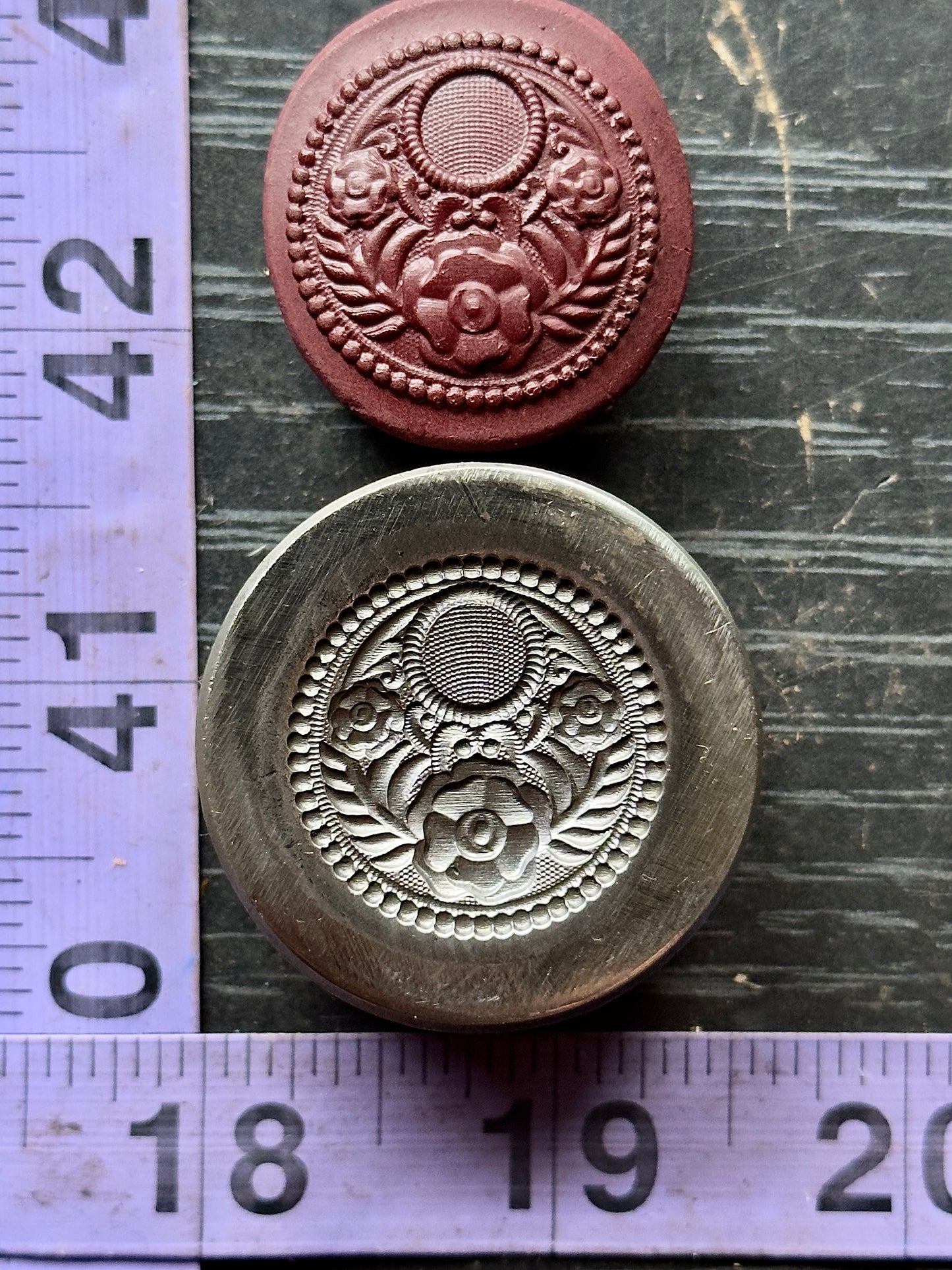 Floral impression steel die crescent moon