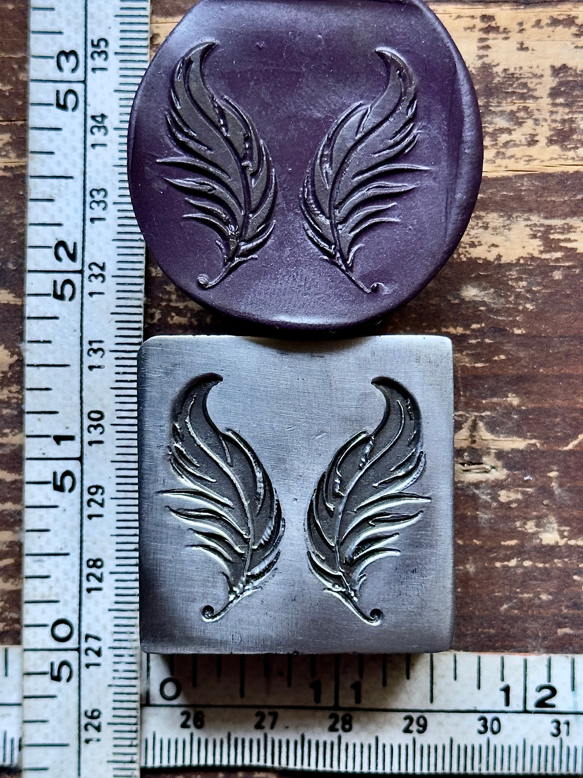 Whimsical feathers set steel impression die
