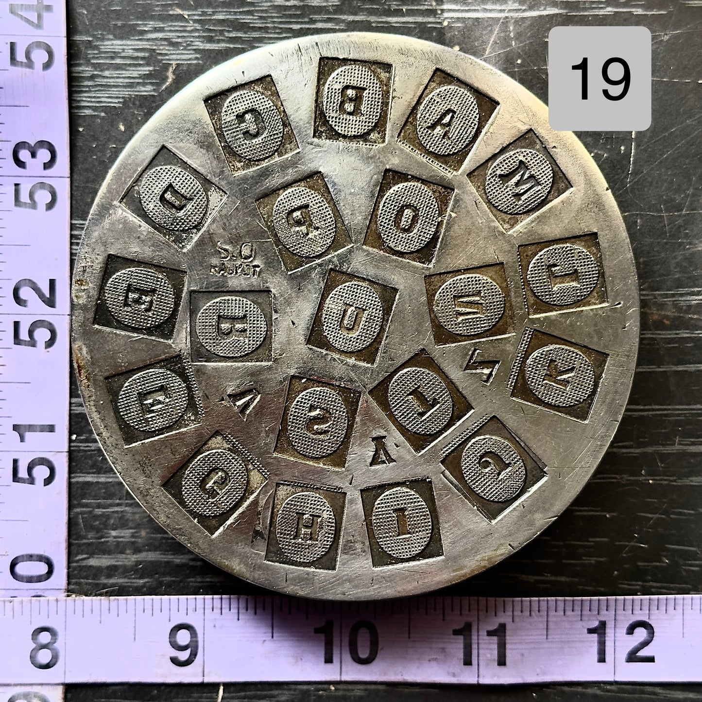 Vintage steel Alphabet plate  #19