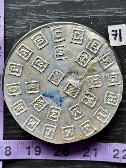 Vintage steel Alphabet plate  #71