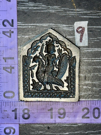 Vintage antique steel peacocks impression die #9 deity goddess