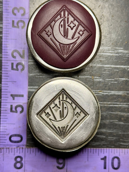 Art deco style moon and stars diamond impression steel die