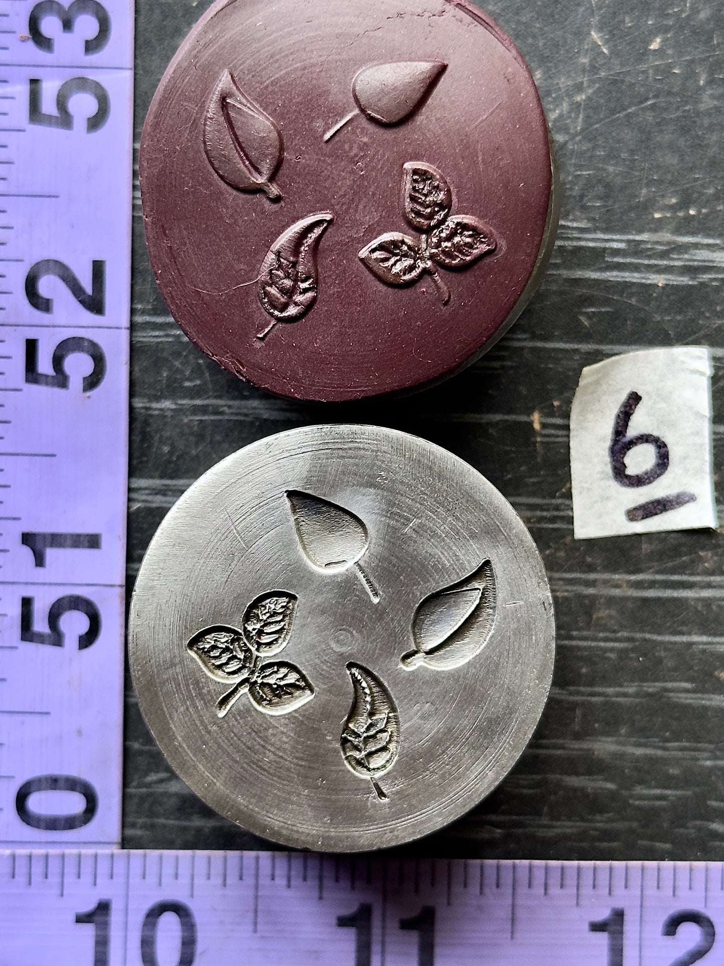 Tiny little leaves, little adornments steel shot plate #6