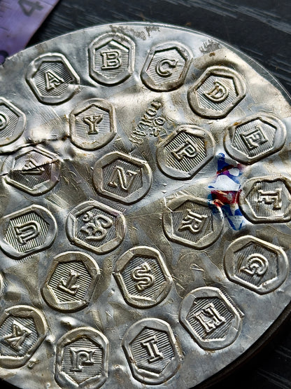 Vintage steel Alphabet plate  #70