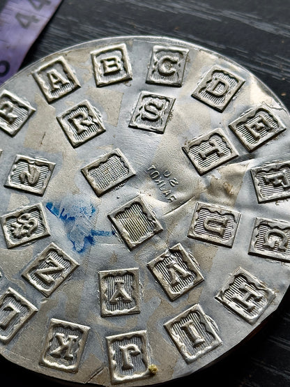 Vintage steel Alphabet plate  #71