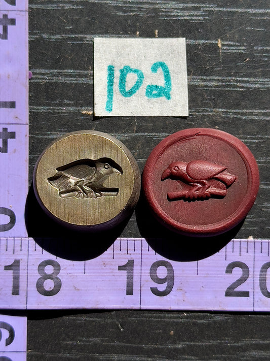 Crow bird on branch bronze impression die #102