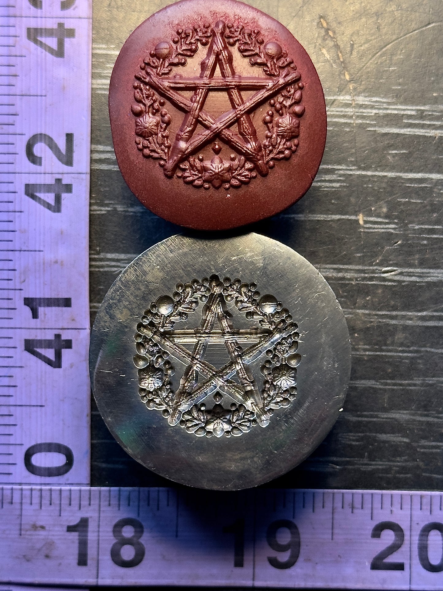 Pentagram, moth and night swallow impression steel die set