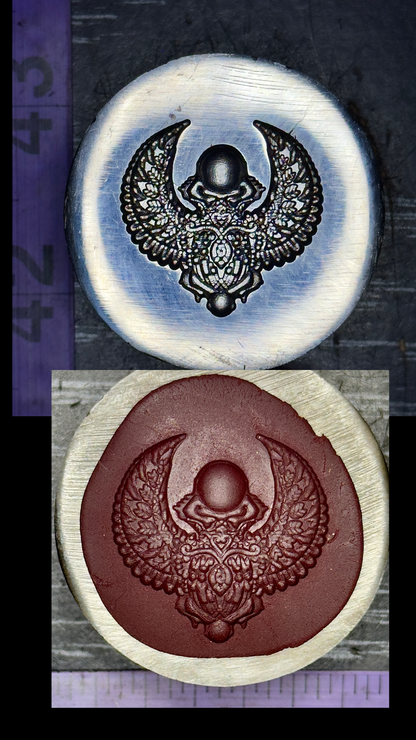 Scarab beetle steel impression die