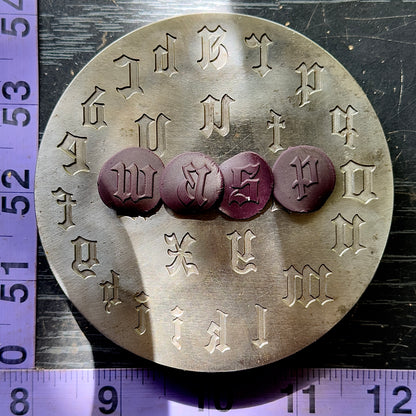 Lower case Gothic font letter plate impression die
