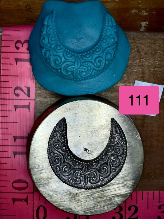 Large amulet Flower crescent moon bronze impression die #111