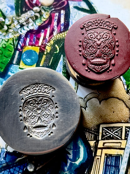 Sugar Skull with crown, day of the dead, calavera steel impression die