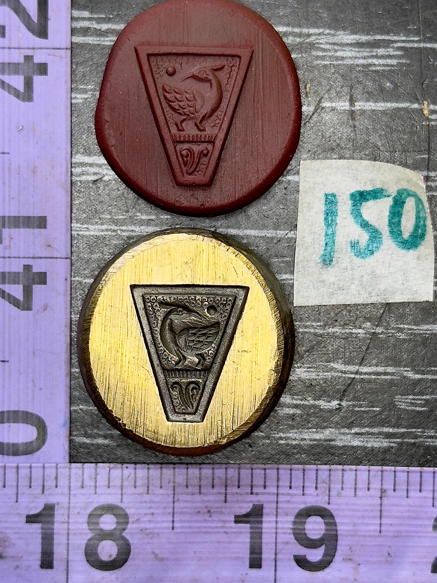 Irregular rectangle bird  bail bronze impression die #150