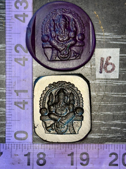 Antique steel peacocks impression die #16 Ganesh