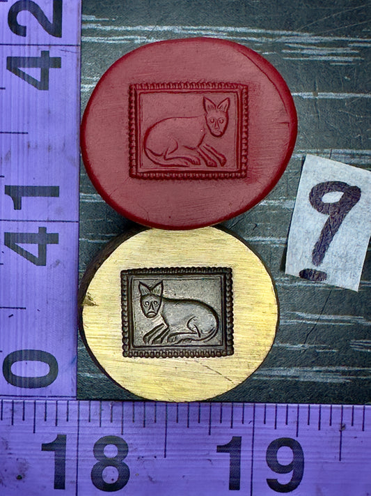 Cat in frame bronze impression die #9