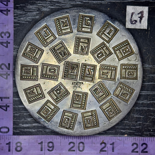 Vintage steel Alphabet plate  #67