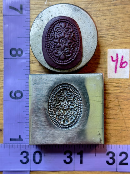 Detailed floral oval steel impression die 46
