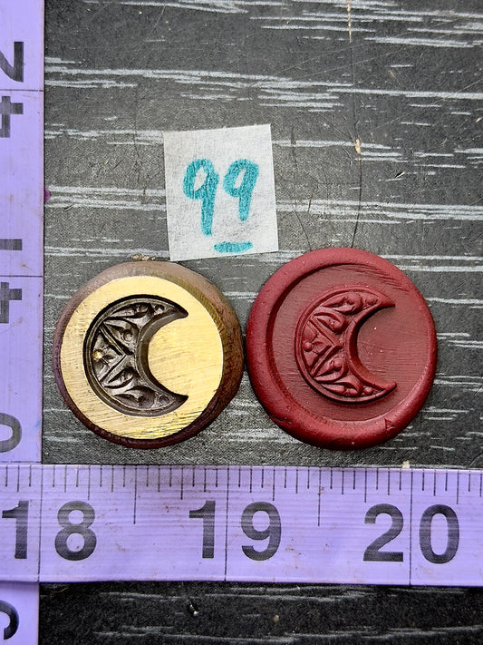 Floral crescent moon bronze impression die #99