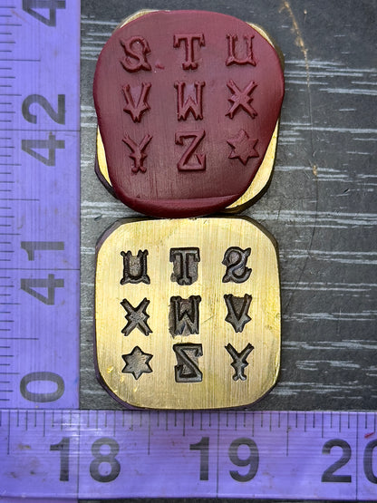 Alphabet, monogram,  letters vintage bronze impression die set