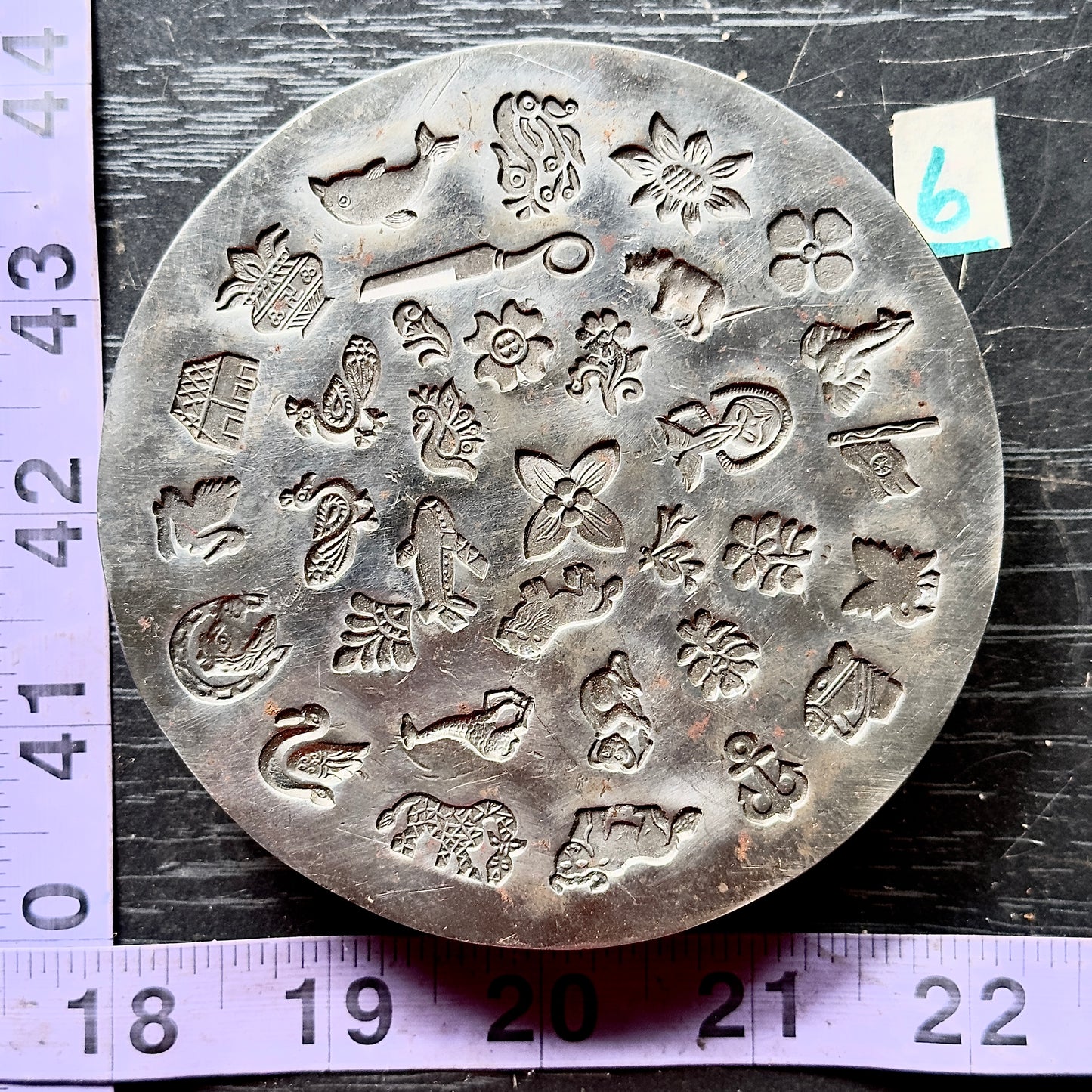 Vintage steel shot/impression plate #6