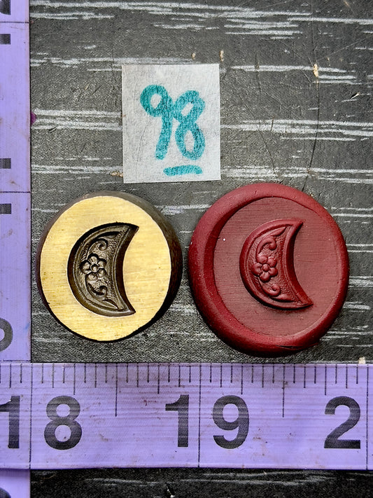 Floral crescent moon bronze impression die #98