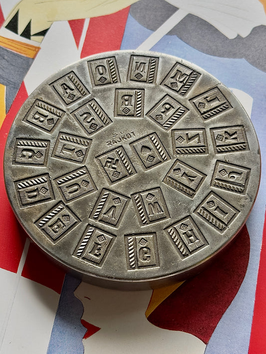 Vintage steel Alphabet plate  #5