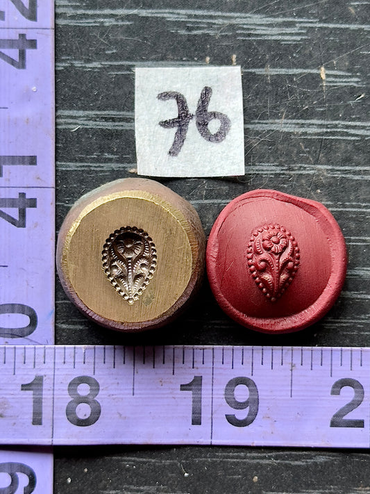 Floral teardrop Bronze impression die #76