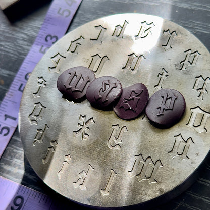 Lower case Gothic font letter plate impression die